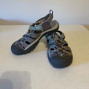 KEEN Women's Newport Hydro Waterfront Sandals Gray Teal Blue